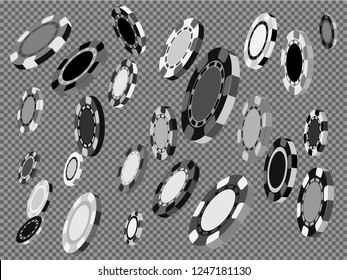 Casino Chips are falling down. Playing Chips rain. Vector illustration