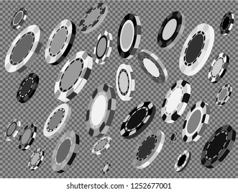 Casino Chips are falling down. Playing Chips rain. Vector illustration