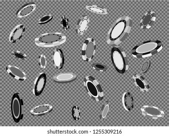 Casino Chips are falling down. Playing Chips rain. Vector illustration