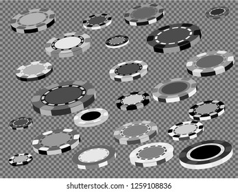 Casino Chips are falling down. Playing Chips rain. Vector illustration