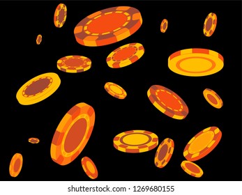 Casino Chips are falling down. Playing Chips rain. Vector illustration