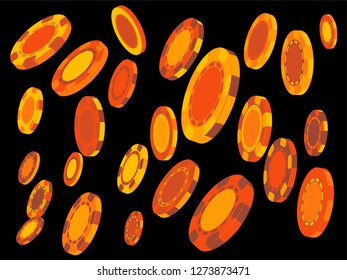 Casino Chips are falling down. Playing Chips rain. Vector illustration