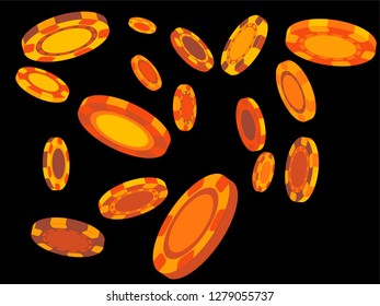 Casino Chips are falling down. Playing Chips rain. Vector illustration
