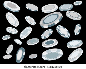 Casino Chips are falling down. Playing Chips rain. Vector illustration