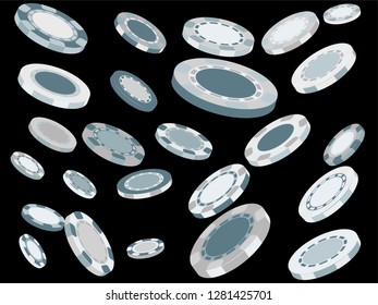 Casino Chips are falling down. Playing Chips rain. Vector illustration
