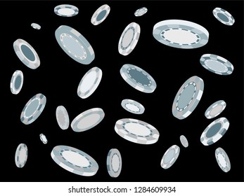 Casino Chips are falling down. Playing Chips rain. Vector illustration