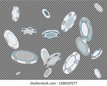 Casino Chips are falling down. Playing Chips rain. Vector illustration