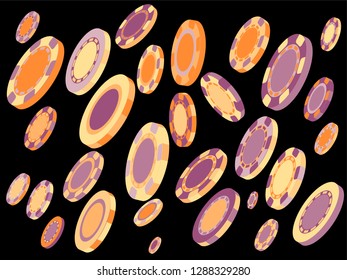 Casino Chips are falling down. Playing Chips rain. Vector illustration