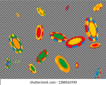 Casino Chips are falling down. Playing Chips rain. Vector illustration