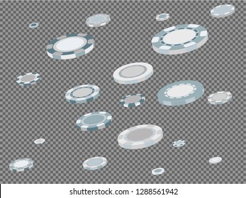 Casino Chips are falling down. Playing Chips rain. Vector illustration