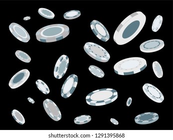 Casino Chips are falling down. Playing Chips rain. Vector illustration