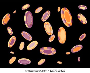 Casino Chips are falling down. Playing Chips rain. Vector illustration