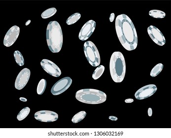 Casino Chips are falling down. Playing Chips rain. Vector illustration
