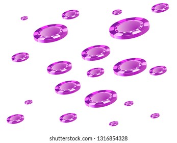 Casino Chips are falling down. Playing Chips rain. Vector illustration