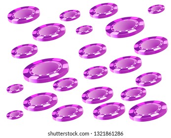 Casino Chips are falling down. Playing Chips rain. Vector illustration