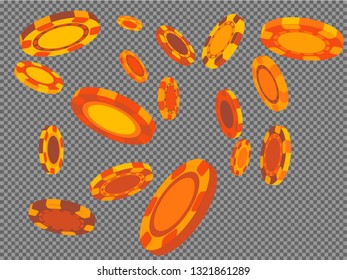 Casino Chips are falling down. Playing Chips rain. Vector illustration