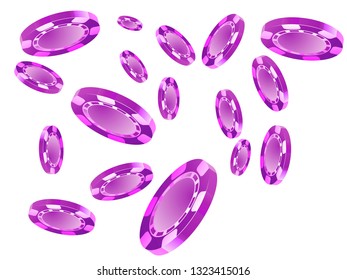 Casino Chips are falling down. Playing Chips rain. Vector illustration