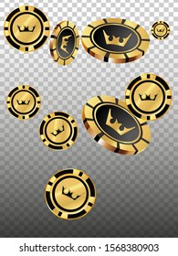 Casino Chips are falling down. Playing Chips rain. Vector illustration