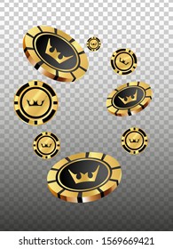 Casino Chips are falling down. Playing Chips rain. Vector illustration