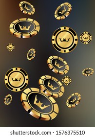 Casino Chips are falling down. Playing Chips rain. Vector illustration