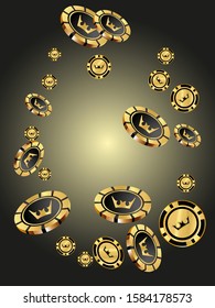 Casino Chips are falling down. Playing Chips rain. Vector illustration