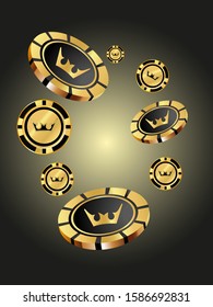 Casino Chips are falling down. Playing Chips rain. Vector illustration