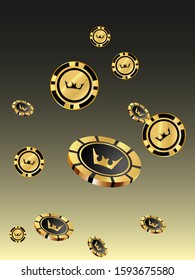 Casino Chips are falling down. Playing Chips rain. Vector illustration