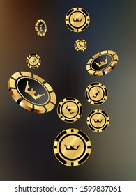 Casino Chips are falling down. Playing Chips rain. Vector illustration