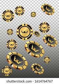 Casino Chips are falling down. Playing Chips rain. Vector illustration
Playing Cards and Fire on White Background. Pattern for ads of parties, events in Vegas. Vector illustration