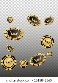 Casino Chips are falling down. Playing Chips rain. Vector illustration