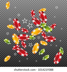Casino Chips falling on transparent background. Vector illustration