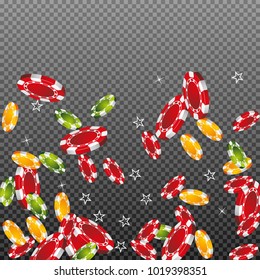 Casino Chips falling on transparent background. Vector illustration
