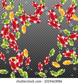 Casino Chips falling on transparent background. Vector illustration