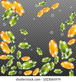 
Casino Chips falling on transparent background. Vector illustration