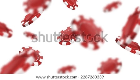 Casino chips falling. Poker background.