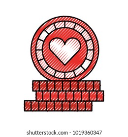 casino chips with heart