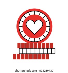 casino chips with heart