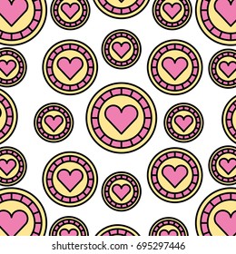 casino chips with heart pattern background