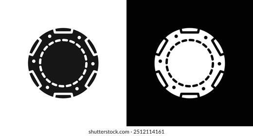 Casino chips icon Black line art vector logo set