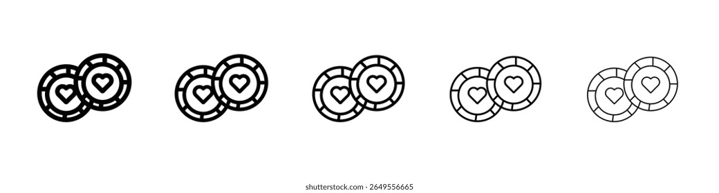 Casino chips icon black and white vector sign