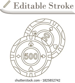 Casino Chips Icon. Editable Stroke Simple Design. Vector Illustration.