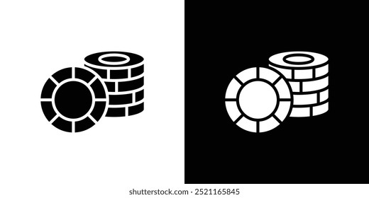 Casino chips icon Flat fill set collection