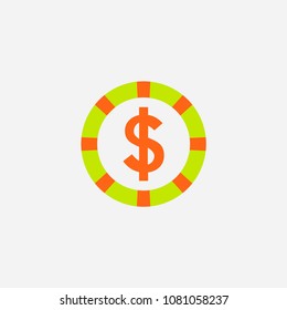Casino chips icon illustration,dollar vector sign symbol