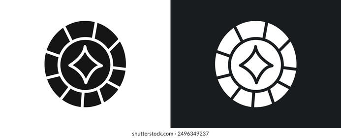 Casino Chips Icon linear graphics set vector in black