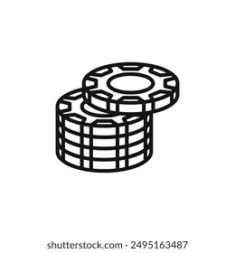 Casino chips icon outline collection in black and on white background