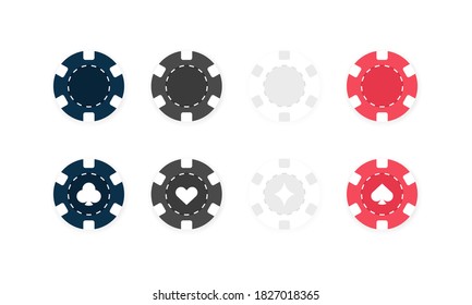 Casino chips icon set. Poker game. Vector EPS 10. Isolated on white background