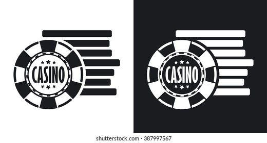 Casino chips icon, stock vector. Two-tone version on black and white background