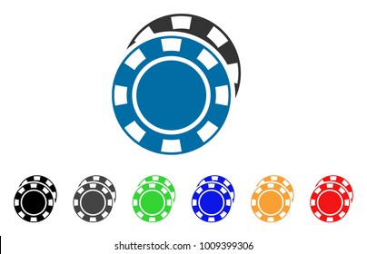 Casino Chips icon. Vector illustration style is a flat iconic casino chips symbol with grey, yellow, green, blue, red, black color versions. Designed for web and software interfaces.