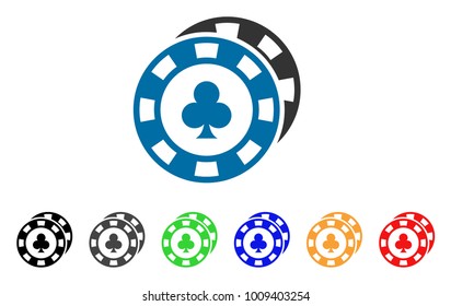 Casino Chips icon. Vector illustration style is a flat iconic casino chips symbol with gray, yellow, green, blue, red, black color versions. Designed for web and software interfaces.