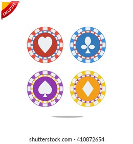 casino chips icon, vector casino icon, isolader casino chips icon